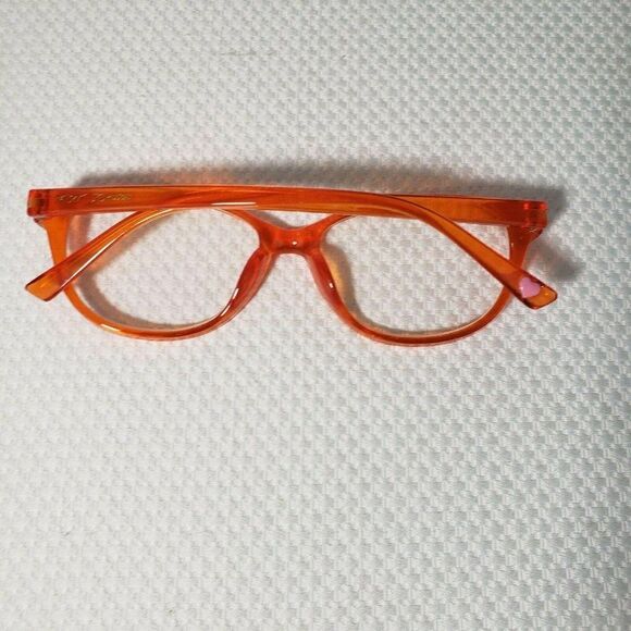 New Betsey Johnson +1.50 Cat Eye Reading Glasses Orange Frame Pinup Retro - Picture 3 of 4